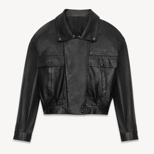 Rhea Cropped Leather Jacket for Women